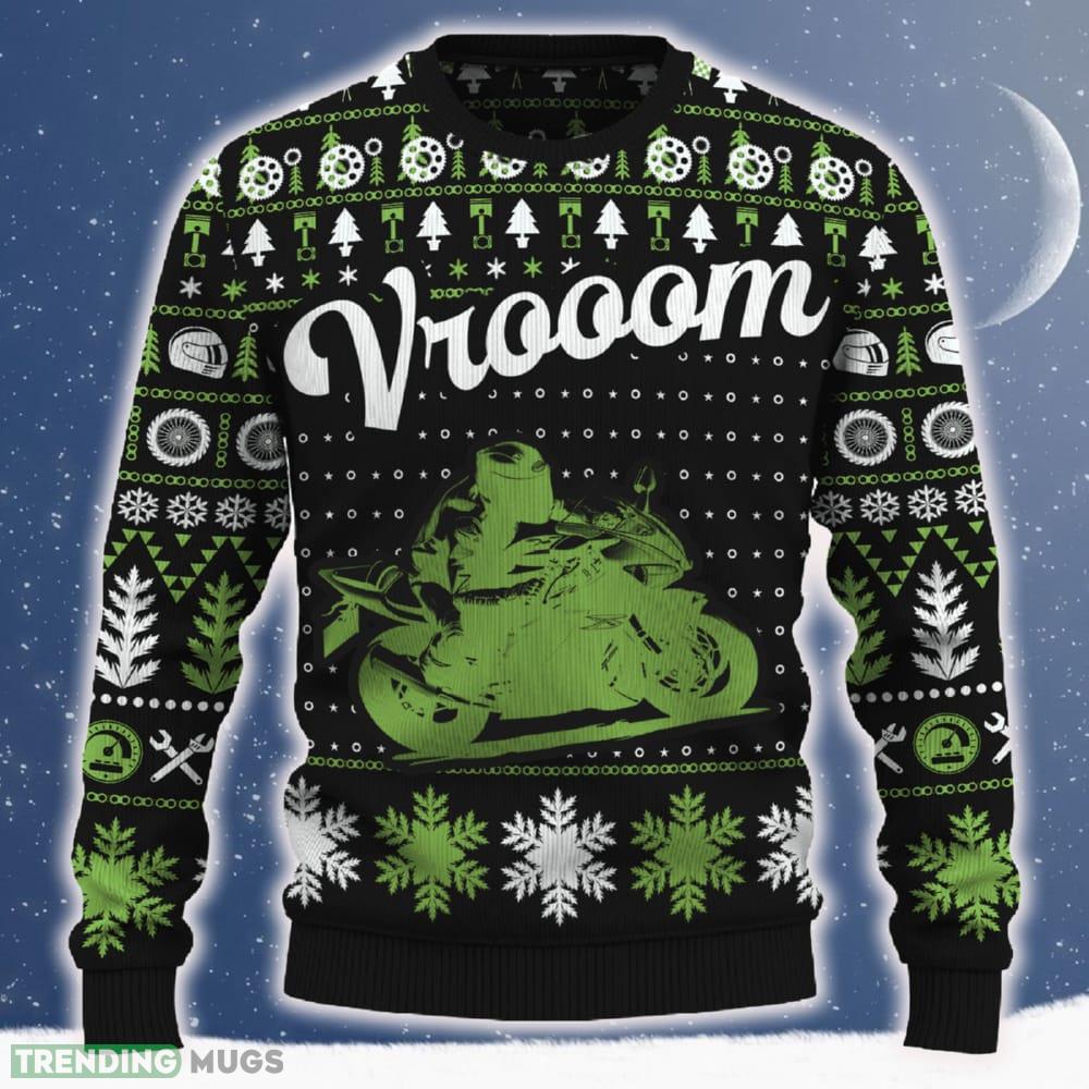 Vrooom Ninja ZX 6R Ugly Christmas Sweater 2023 Trending Motorcross Snow For Fans Gift - Vrooom Ninja ZX-6R Christmas Sweater_ 1
