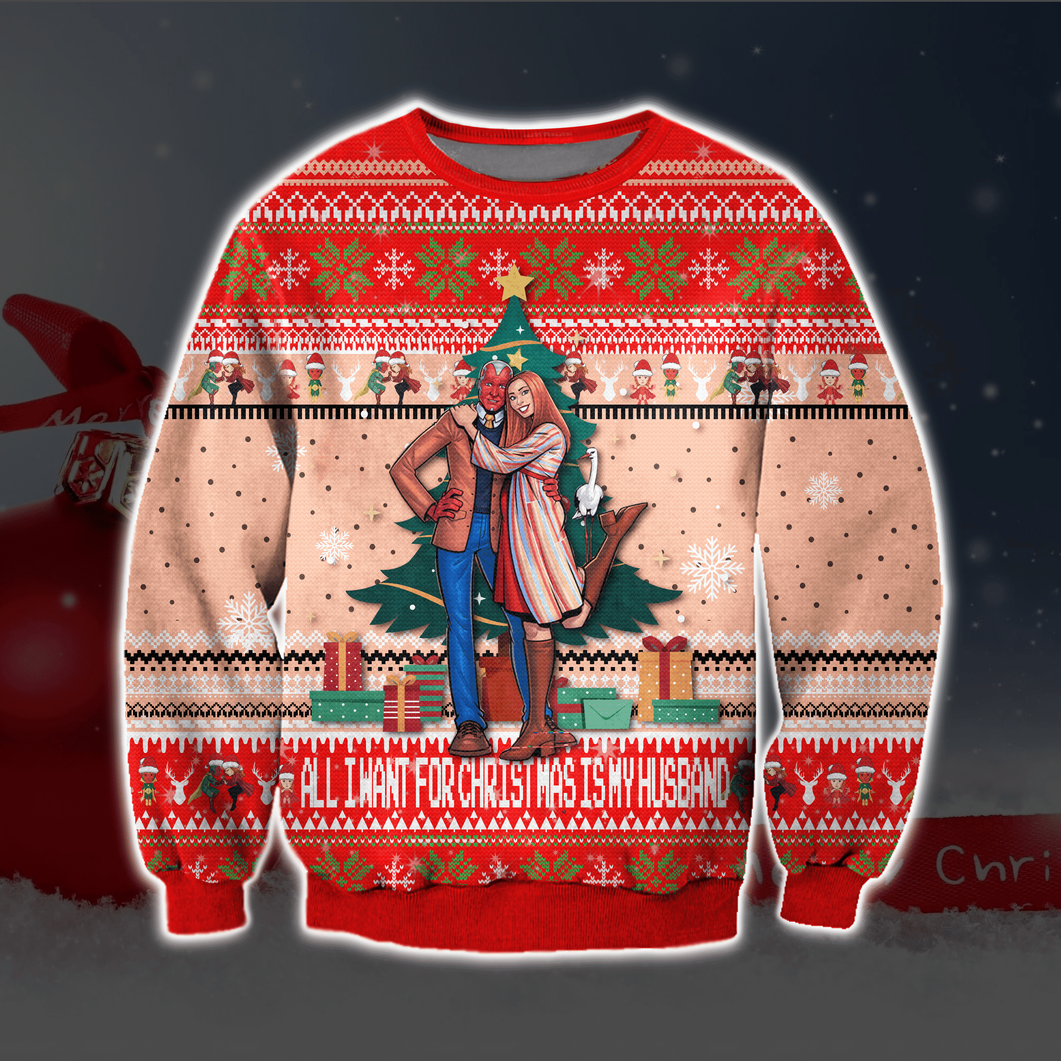 Wandavision Ugly Christmas Sweater Perfect Holiday Gift - Wandavision Ugly Christmas Sweater Perfect Holiday Gift_1 Wandavision Ugly Christmas Sweater Perfect Holiday Gift - Wandavision Ugly Christmas Sweater Perfect Holiday Gift_1
