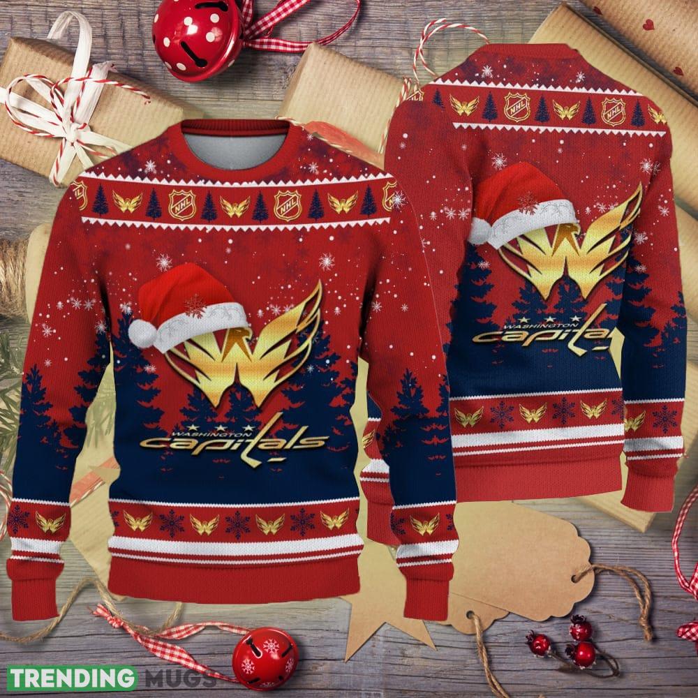 Washington Capitals Logo Golden Fans Santa Hat Tree Ugly Christmas 3D Sweater - Washington Capitals Logo Golden Fans Santa Hat Tree Ugly Christmas 3D Sweater Washington Capitals Logo Golden Fans Santa Hat Tree Ugly Christmas 3D Sweater - Washington Capitals Logo Golden Fans Santa Hat Tree Ugly Christmas 3D Sweater