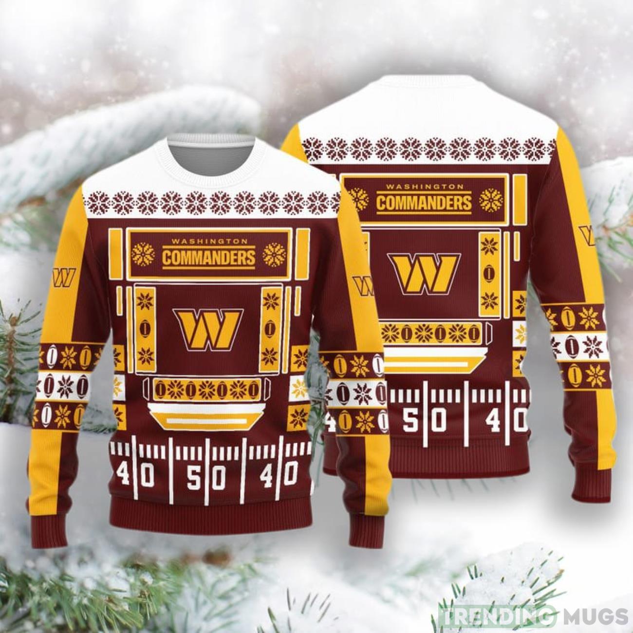 Washington Commanders Christmas Ball Snowfalke Pattern Knitted Sweater Product Photo 1 Washington Commanders Christmas Ball Snowfalke Pattern Knitted Sweater Product Photo 1