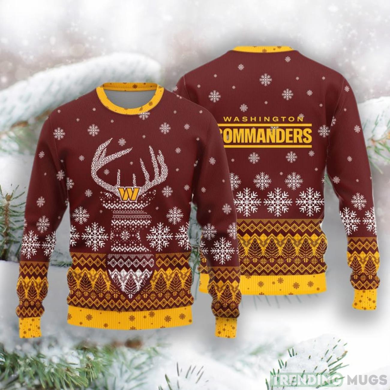 Washington Commanders Christmas Reindeer Knitted Sweater Product Photo 1 Washington Commanders Christmas Reindeer Knitted Sweater Product Photo 1