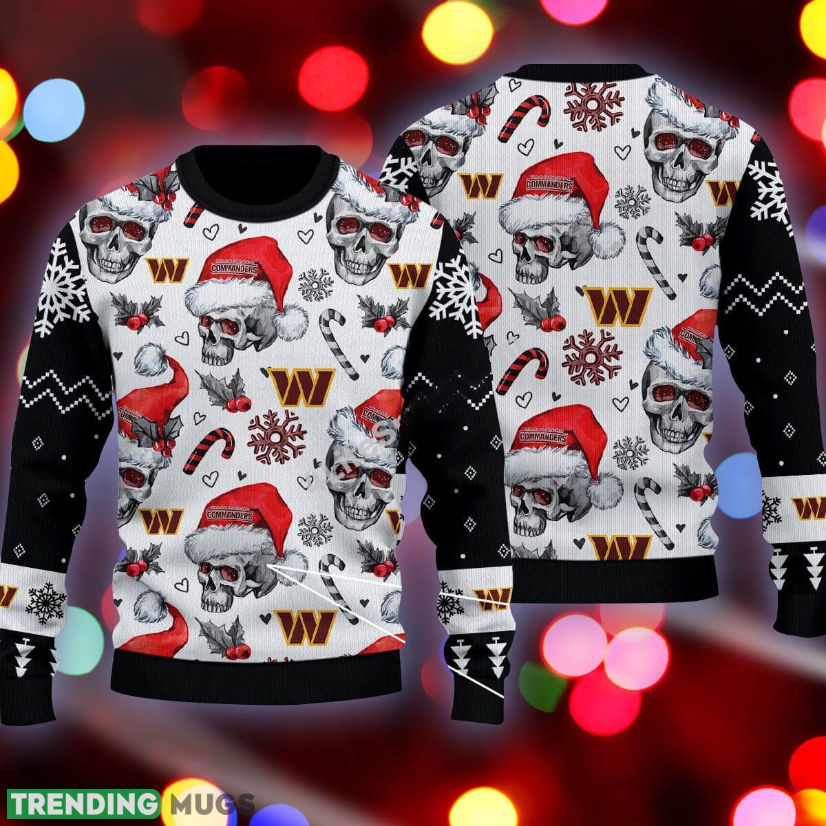 Washington Commanders Logo Skull Candy Cane Pattern Black Knitted Christmas Sweater - Washington Commanders Logo Skull Candy Cane Pattern Black Knitted Christmas Sweater Washington Commanders Logo Skull Candy Cane Pattern Black Knitted Christmas Sweater - Washington Commanders Logo Skull Candy Cane Pattern Black Knitted Christmas Sweater