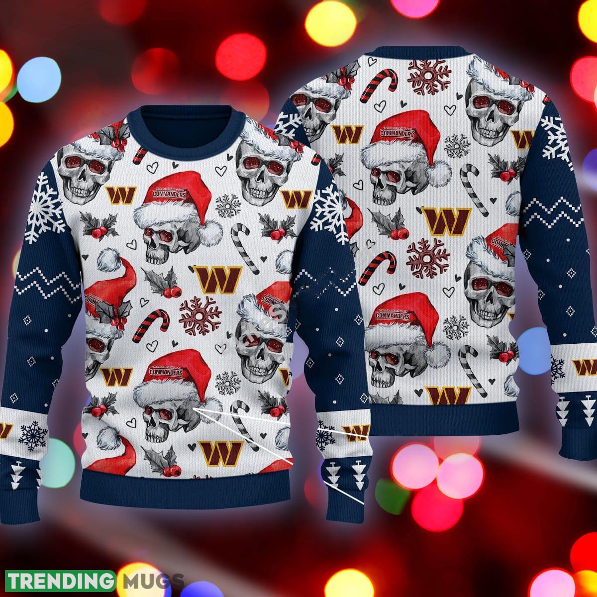 Washington Commanders Logo Skull Candy Cane Pattern Navy Knitted Christmas Sweater AOP - Washington Commanders Logo Skull Candy Cane Pattern Navy Knitted Christmas Sweater AOP Washington Commanders Logo Skull Candy Cane Pattern Navy Knitted Christmas Sweater AOP - Washington Commanders Logo Skull Candy Cane Pattern Navy Knitted Christmas Sweater AOP