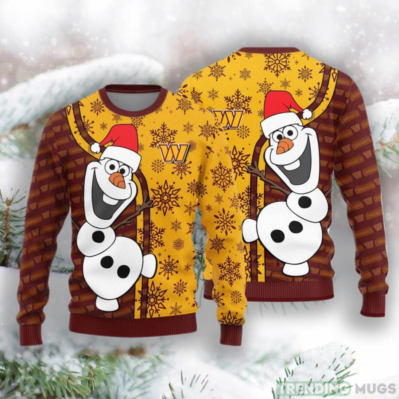 Washington Commanders Olaf Christmas Funny Knitted Sweater Product Photo 1 Washington Commanders Olaf Christmas Funny Knitted Sweater Product Photo 1