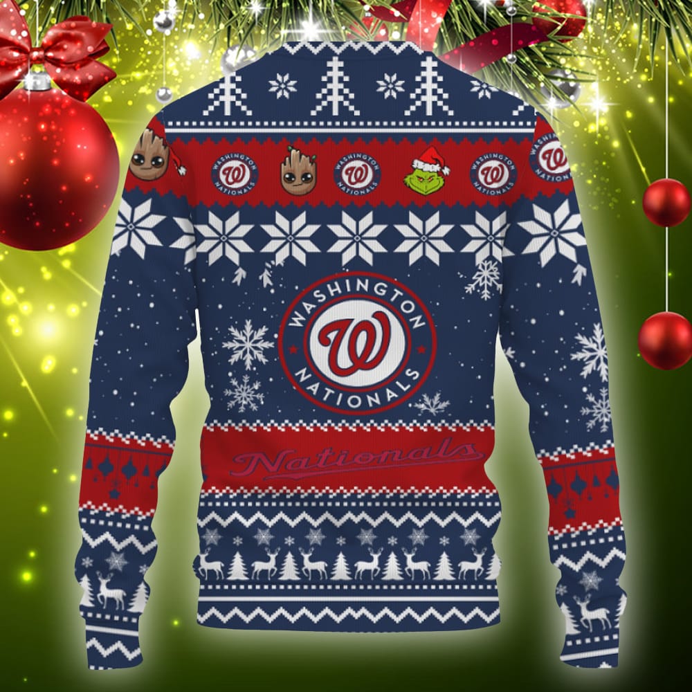 Washington Nationals Baby Groot And Grinch Best Friends Football American Ugly Christmas Sweater 3D Sweater Washington Nationals Baby Groot And Grinch Best Friends Football American Ugly Christmas Sweater 3D Sweater