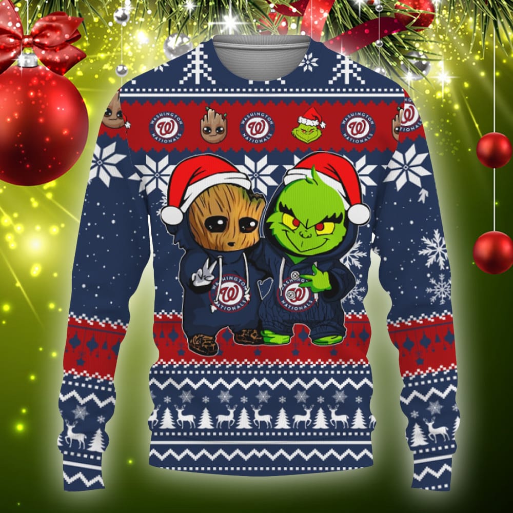 Washington Nationals Baby Groot And Grinch Best Friends Football American Ugly Christmas Sweater - 071123-083623 Washington Nationals Baby Groot And Grinch Best Friends Football American Ugly Christmas Sweater - 071123-083623