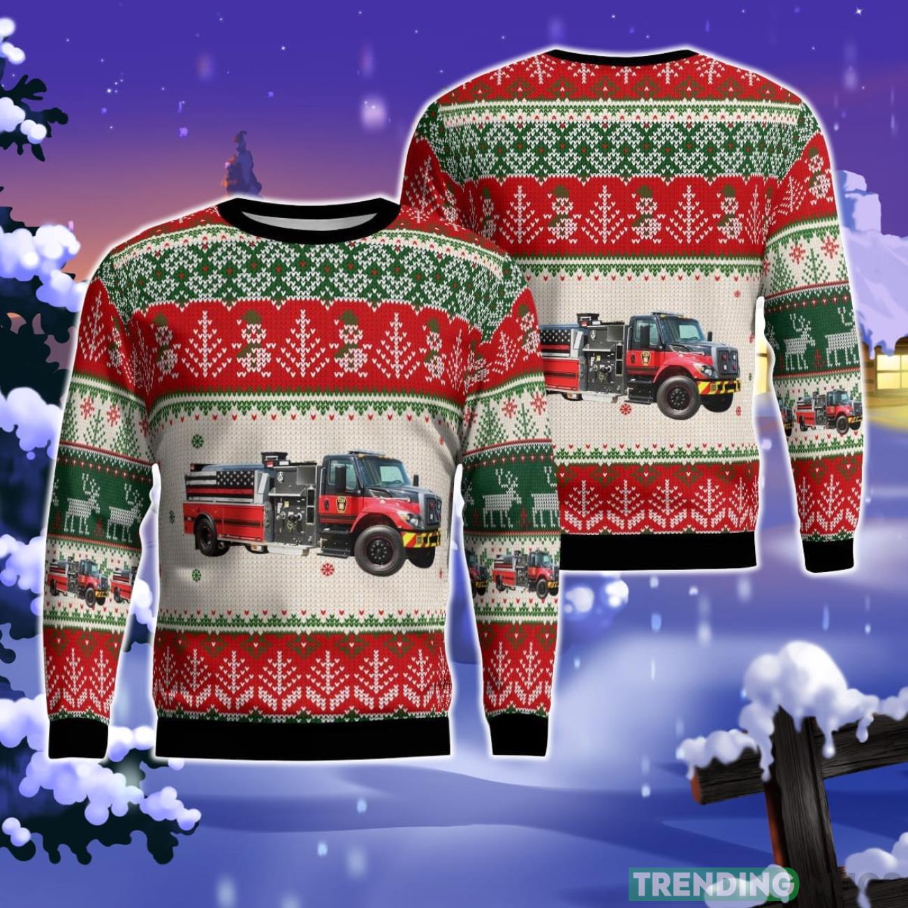Whitehall, Michigan, White Lake Fire Authority Christmas Ugly Sweater Product Photo 1 Whitehall, Michigan, White Lake Fire Authority Christmas Ugly Sweater Product Photo 1