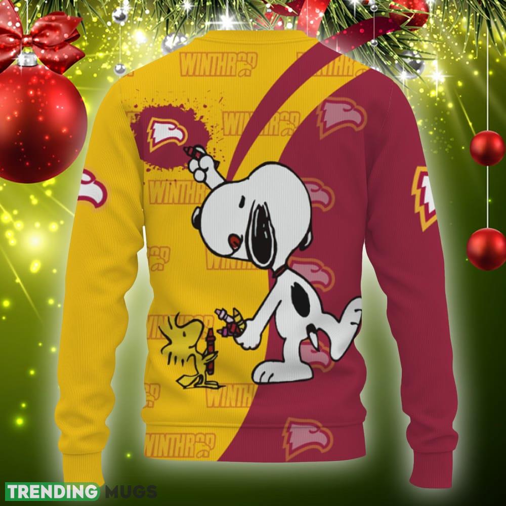 Winthrop Eagles Snoopy Cute Heart American Sports Team Ugly Xmas Sweater Gift Holidays 3D Sweater Winthrop Eagles Snoopy Cute Heart American Sports Team Ugly Xmas Sweater Gift Holidays 3D Sweater