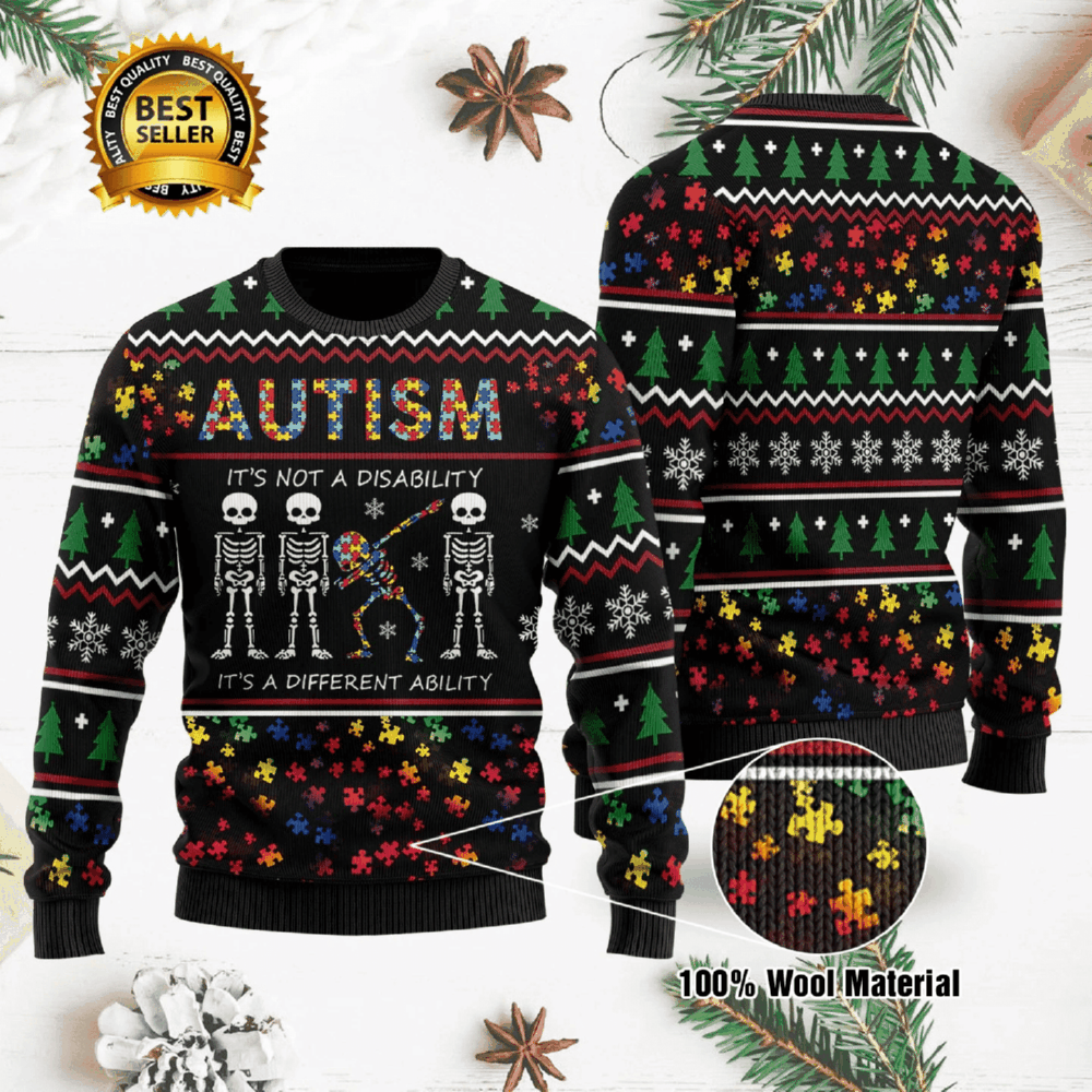Autism Is Not Disability 3D Printed Ugly Christmas Sweater Perfect Holiday Gift 3D Sweater Autism Is Not Disability 3D Printed Ugly Christmas Sweater Perfect Holiday Gift 3D Sweater
