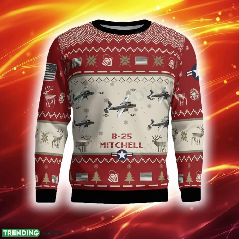 B 25 Mitchell B25 Aircraft Ugly Sweater Red Hot Trending 2023 Gift For Veteran Christmas - B 25 Mitchell B25 Aircraft Ugly Sweater Red Photo 2 B 25 Mitchell B25 Aircraft Ugly Sweater Red Hot Trending 2023 Gift For Veteran Christmas - B 25 Mitchell B25 Aircraft Ugly Sweater Red Photo 2
