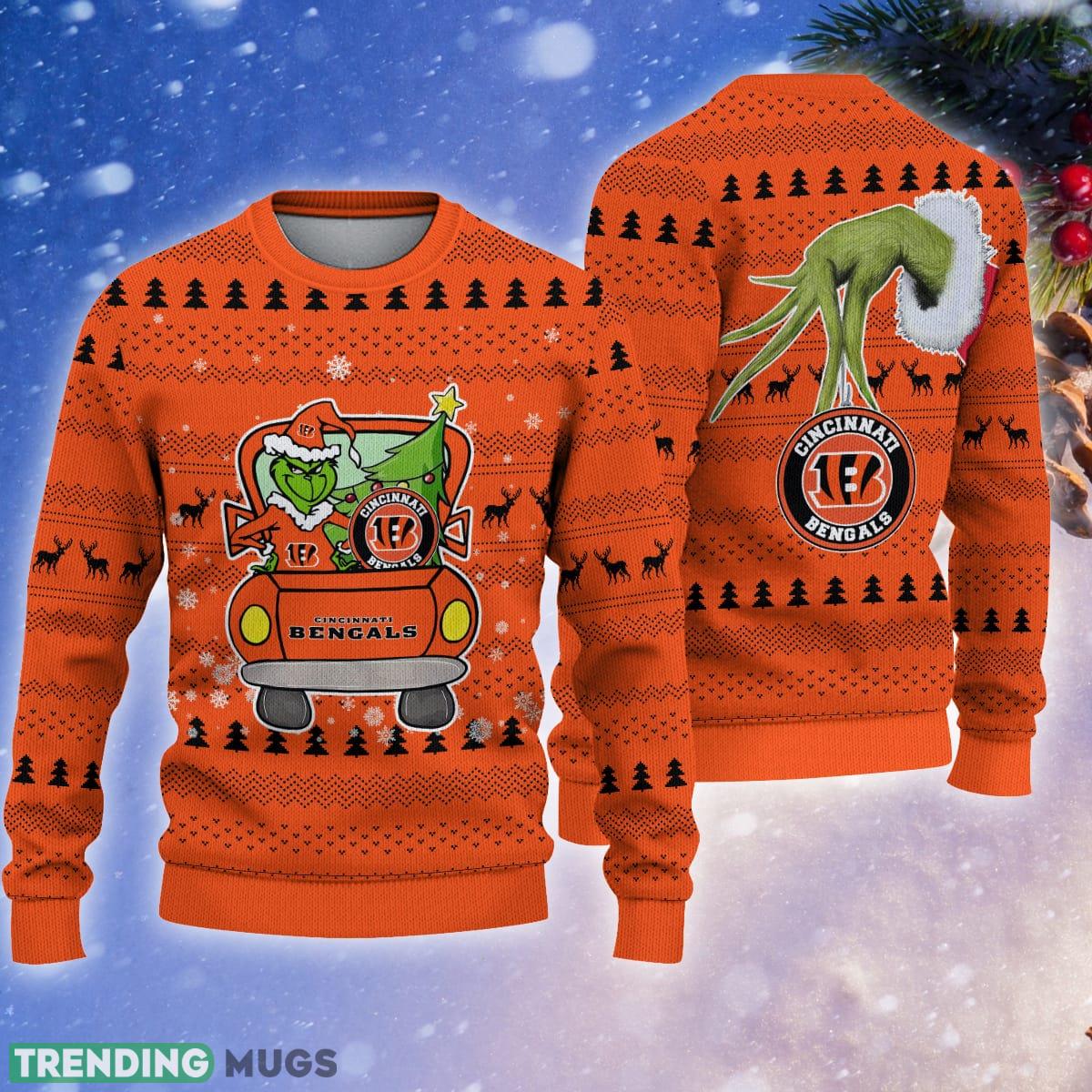 Cincinnati Bengals And Grinch Driving With Pine Trees Knitted Christmas Sweater Gift For Fans - Cincinnati Bengals And Grinch Driving With Pine Trees Knitted Christmas Sweater Gift For Fans Cincinnati Bengals And Grinch Driving With Pine Trees Knitted Christmas Sweater Gift For Fans - Cincinnati Bengals And Grinch Driving With Pine Trees Knitted Christmas Sweater Gift For Fans