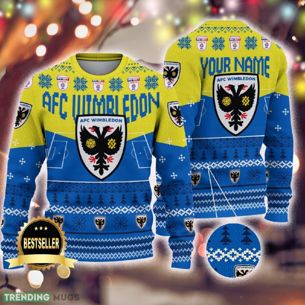 Custom Name AFC Wimbledon Ugly Christmas Sweater New Logo Gift For Men And Women Fans - Custom Name AFC Wimbledon Ugly Christmas Sweater New Logo Gift For Men And Women Fans Custom Name AFC Wimbledon Ugly Christmas Sweater New Logo Gift For Men And Women Fans - Custom Name AFC Wimbledon Ugly Christmas Sweater New Logo Gift For Men And Women Fans