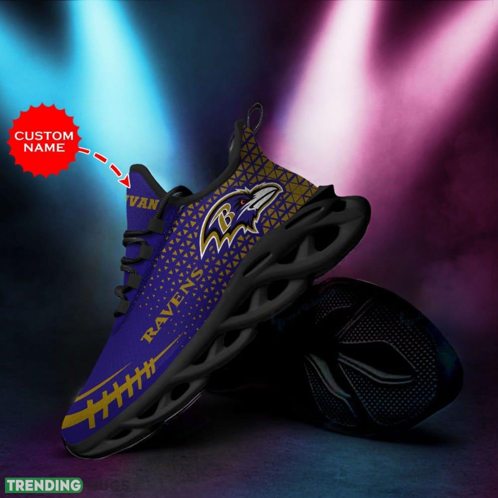 Custom Name Baltimore Ravens Max Soul Sneakers For Men Women Adults - Baltimore Ravens Max Soul Sneakers Running Sports Shoes Adults_1