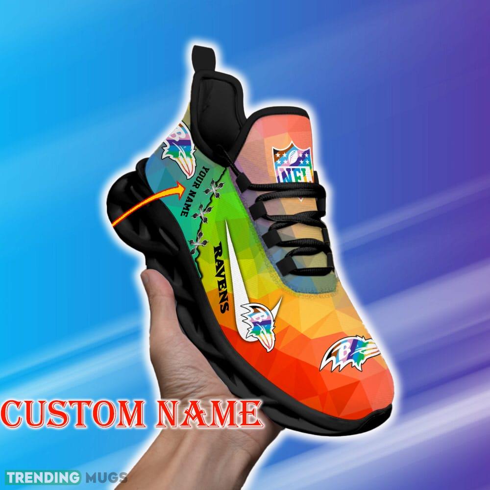 Custom Name Baltimore Ravens NFL Max Soul Shoes Icon Gift Fans Running Sneakers New Shoes Max Soul Custom Name Baltimore Ravens NFL Max Soul Shoes Icon Gift Fans Running Sneakers New Shoes Max Soul