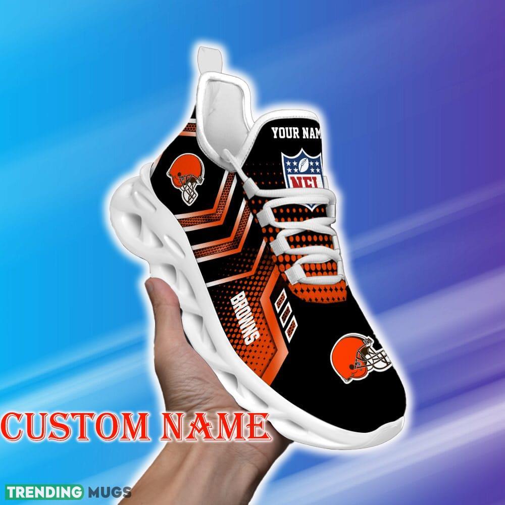 Custom Name Cleveland Browns NFL Metal Style Design Max Soul Shoes Aesthetic Gift Fans Running Sneakers New Shoes - Cleveland Browns Personalized NFL Metal Style Design Max Soul Shoes_1