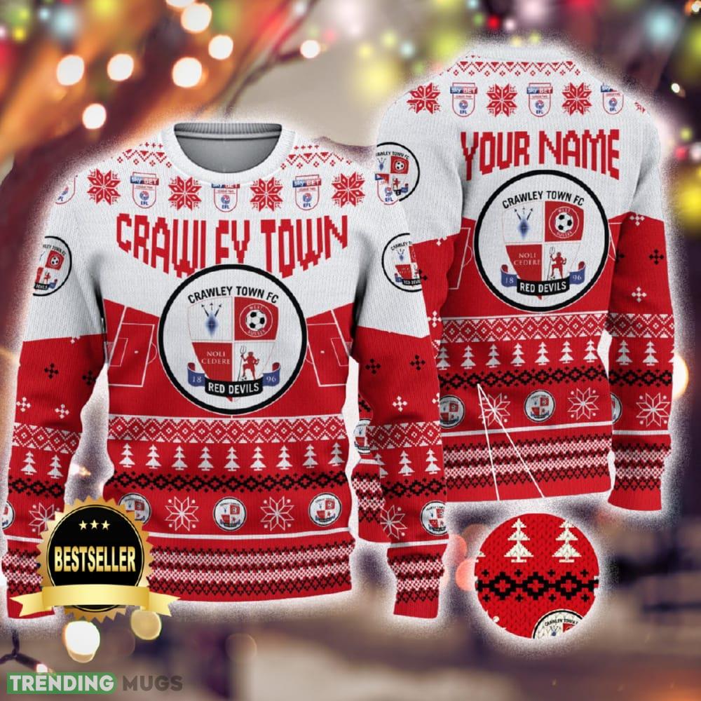 Custom Name Crawley Town Ugly Christmas Sweater New Logo Gift For Men And Women Fans - Custom Name Crawley Town Ugly Christmas Sweater New Logo Gift For Men And Women Fans Custom Name Crawley Town Ugly Christmas Sweater New Logo Gift For Men And Women Fans - Custom Name Crawley Town Ugly Christmas Sweater New Logo Gift For Men And Women Fans