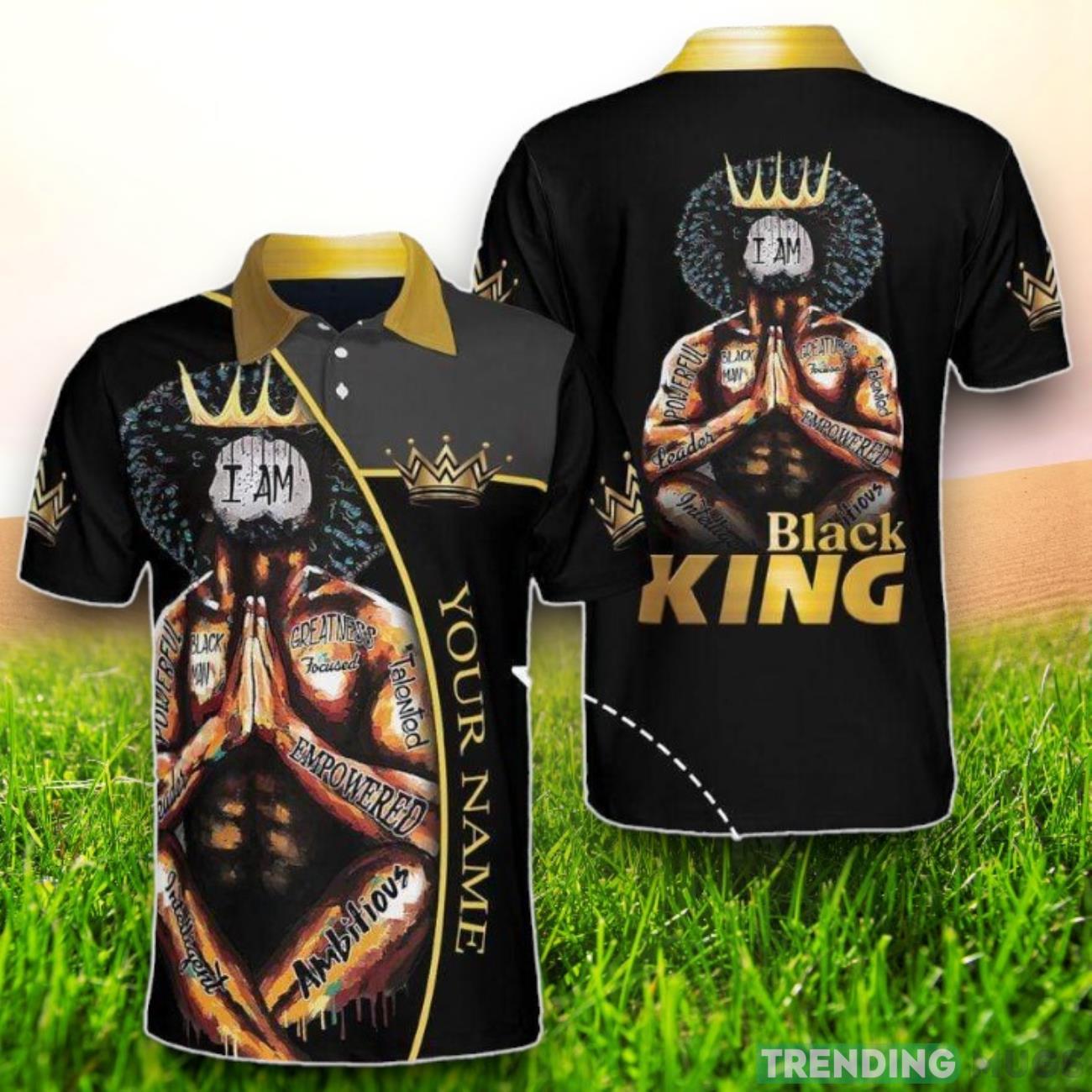 Custom Name I Am Black King Black Man Wearing Crown Praying Polo Shirt Product Photo 1 Custom Name I Am Black King Black Man Wearing Crown Praying Polo Shirt Product Photo 1