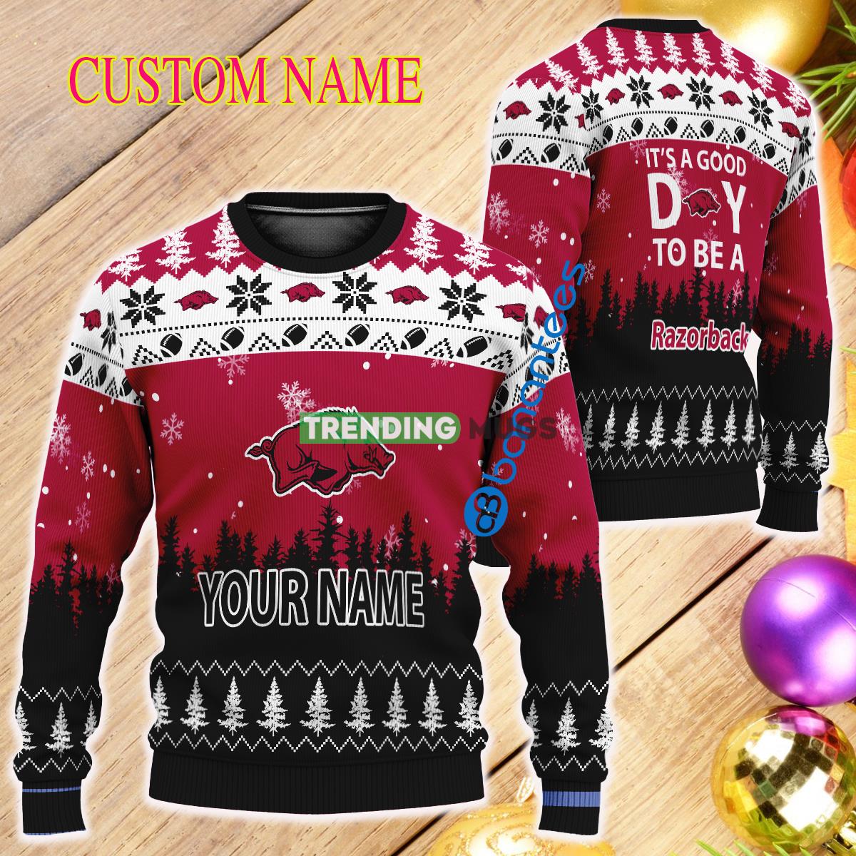 Custom Name It A Good Day To Be A Arkansas Razorbacks Ugly Christmas 3D Sweater - Custom Name It A Good Day To Be A Arkansas Razorbacks Ugly Christmas 3D Sweater Custom Name It A Good Day To Be A Arkansas Razorbacks Ugly Christmas 3D Sweater - Custom Name It A Good Day To Be A Arkansas Razorbacks Ugly Christmas 3D Sweater