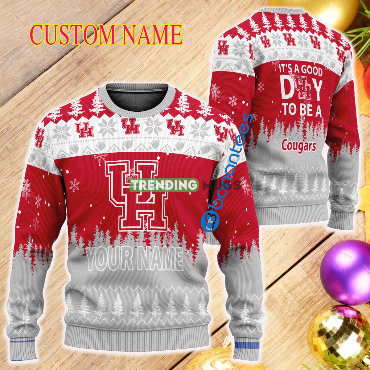 Custom Name It A Good Day To Be A Houston Cougars Ugly Christmas 3D Sweater - Custom Name It A Good Day To Be A Houston Cougars Ugly Christmas 3D Sweater Custom Name It A Good Day To Be A Houston Cougars Ugly Christmas 3D Sweater - Custom Name It A Good Day To Be A Houston Cougars Ugly Christmas 3D Sweater