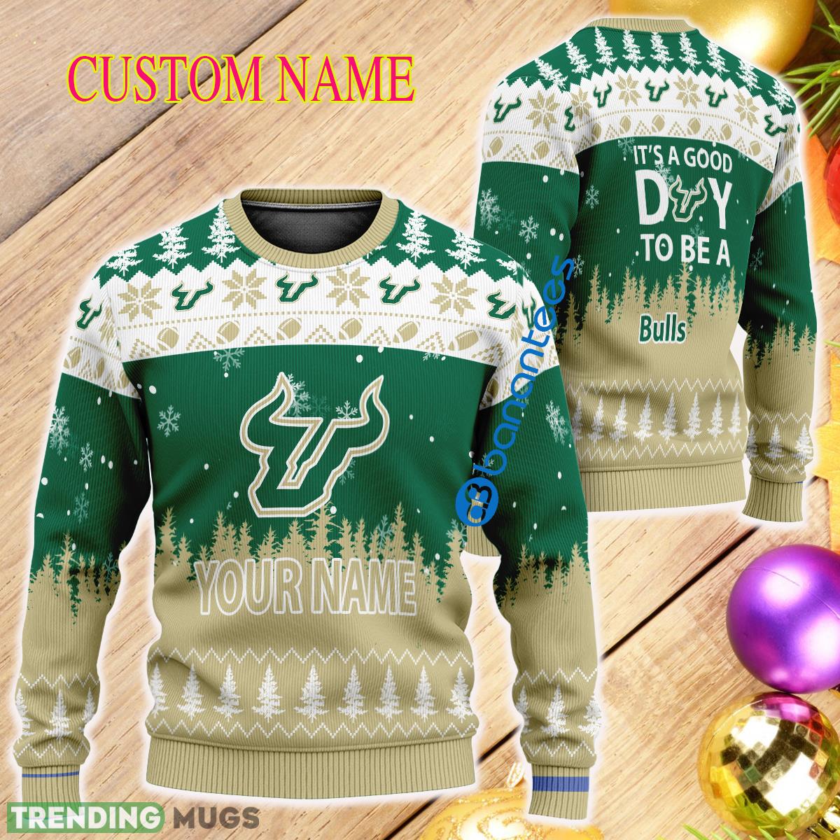 Custom Name It A Good Day To Be A South Florida Bulls Ugly Christmas Sweater - Custom Name It A Good Day To Be A South Florida Bulls Ugly Christmas Sweater Custom Name It A Good Day To Be A South Florida Bulls Ugly Christmas Sweater - Custom Name It A Good Day To Be A South Florida Bulls Ugly Christmas Sweater