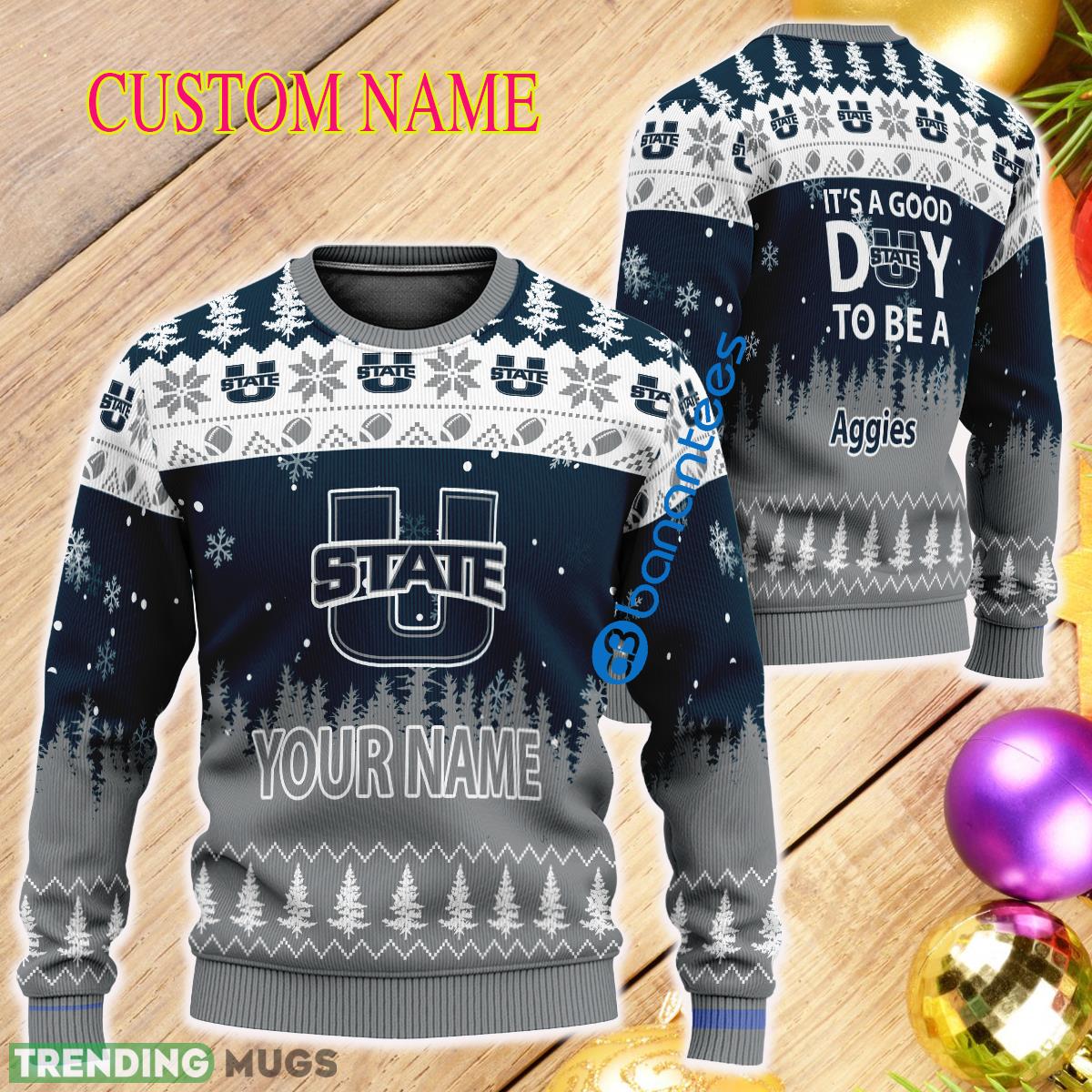 Custom Name It A Good Day To Be A Utah State Aggies Ugly Christmas Sweater - Custom Name It A Good Day To Be A Utah State Aggies Ugly Christmas Sweater Custom Name It A Good Day To Be A Utah State Aggies Ugly Christmas Sweater - Custom Name It A Good Day To Be A Utah State Aggies Ugly Christmas Sweater
