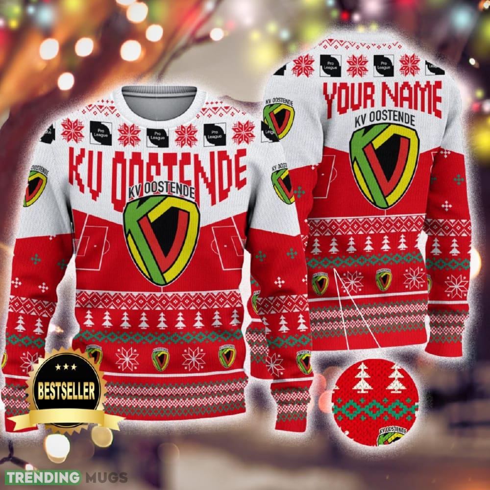 Custom Name KV Oostende Ugly Christmas Sweater New Logo Gift For Men And Women Fans - Custom Name KV Oostende Ugly Christmas Sweater New Logo Gift For Men And Women Fans Custom Name KV Oostende Ugly Christmas Sweater New Logo Gift For Men And Women Fans - Custom Name KV Oostende Ugly Christmas Sweater New Logo Gift For Men And Women Fans