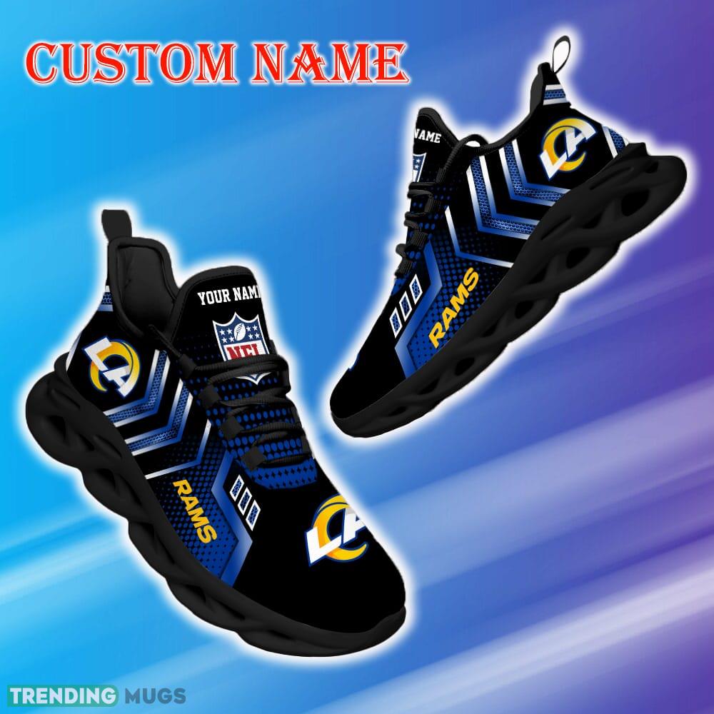 Custom Name Los Angeles Rams NFL Metal Style Design Max Soul Shoes Streetwear Gift Fans Running Sneakers New Shoes Max Soul Custom Name Los Angeles Rams NFL Metal Style Design Max Soul Shoes Streetwear Gift Fans Running Sneakers New Shoes Max Soul