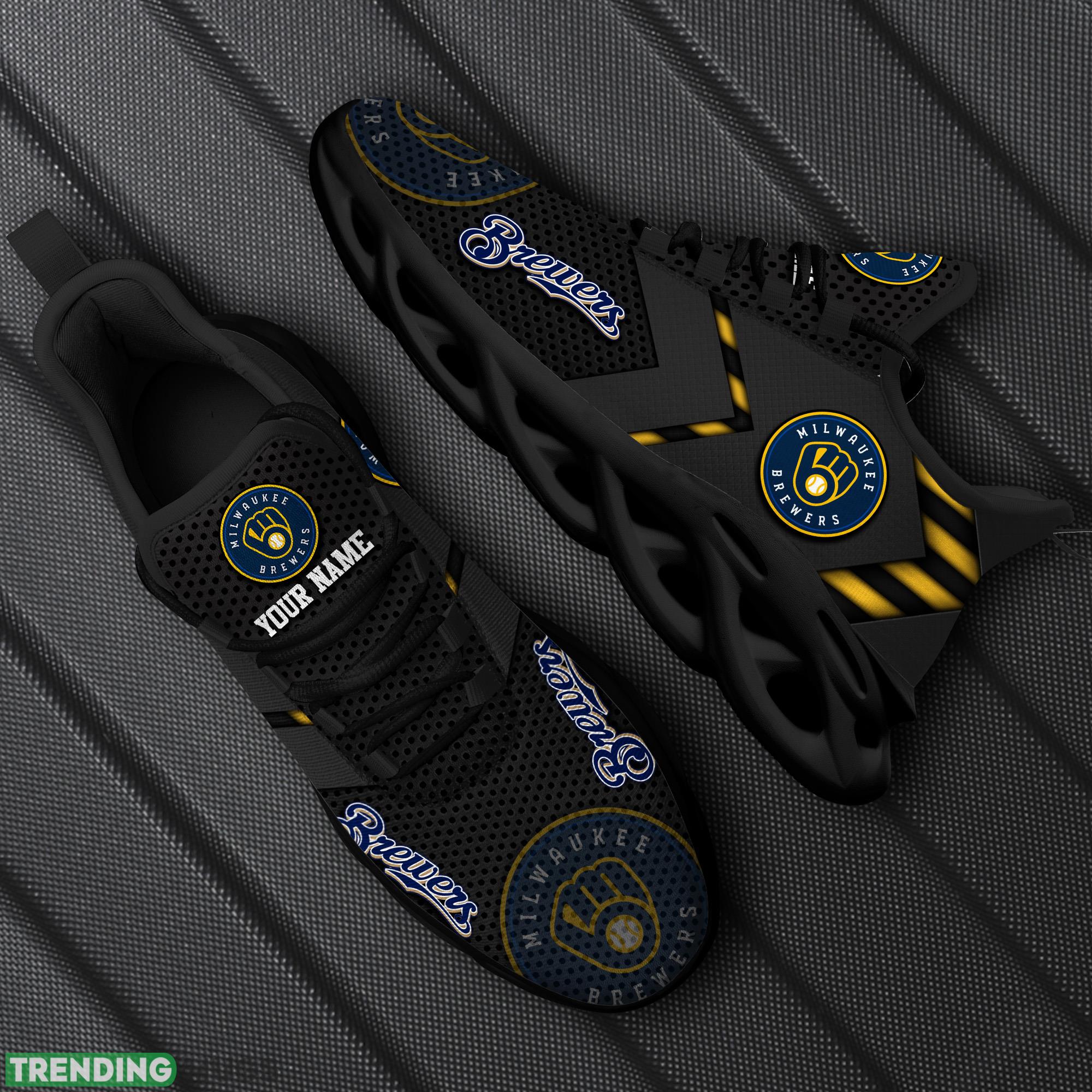 Custom Name Milwaukee Brewers MLB Max Soul Shoes Mark Gift Fans Running Sneakers New Shoes - Milwaukee Brewers Personalized MLB Max Soul Shoes_1 Custom Name Milwaukee Brewers MLB Max Soul Shoes Mark Gift Fans Running Sneakers New Shoes - Milwaukee Brewers Personalized MLB Max Soul Shoes_1