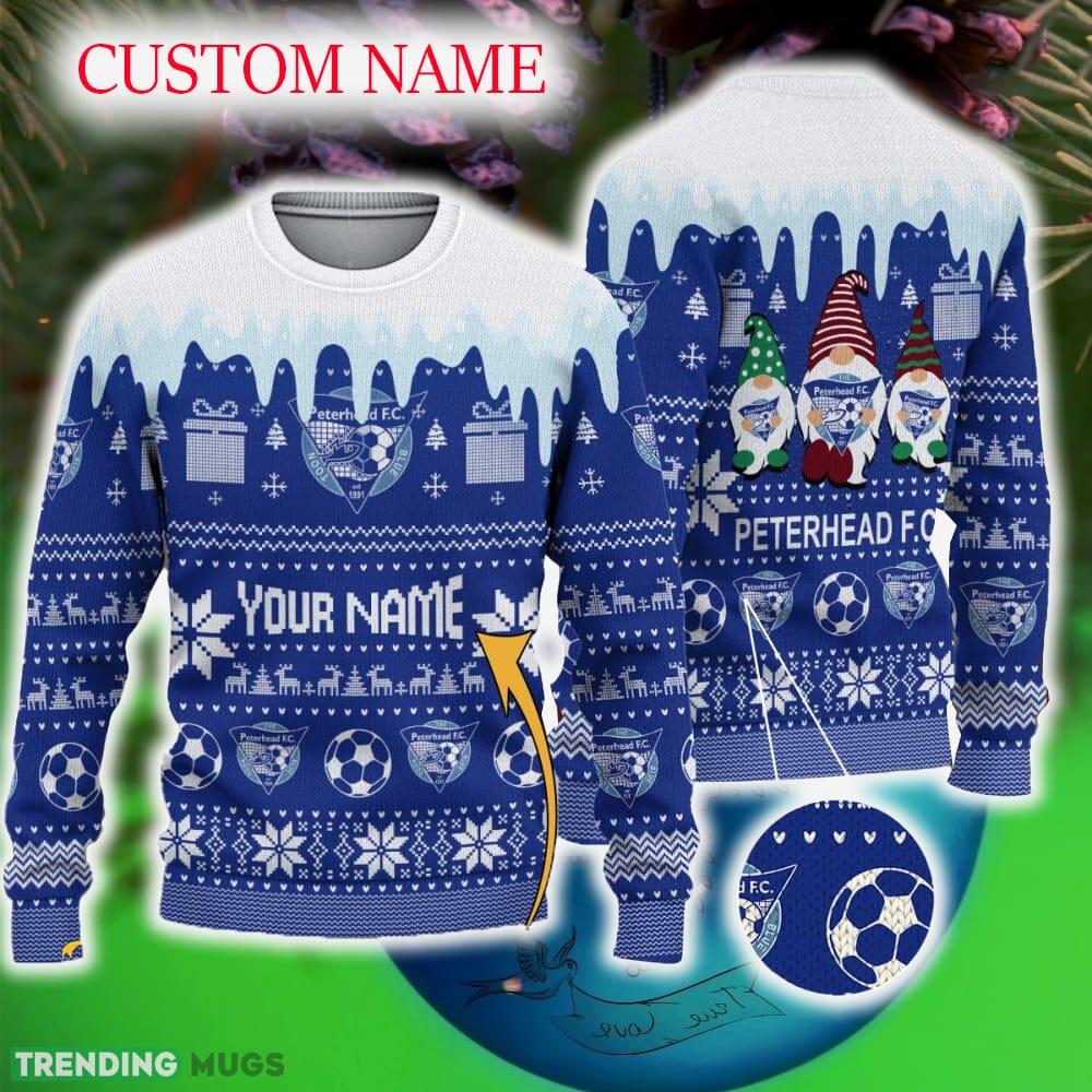 Custom Name Peterhead FC Ugly Xmas 3D Sweater Gift For Fans - Custom Name Peterhead FC Ugly Xmas 3D Sweater Gift For Fans