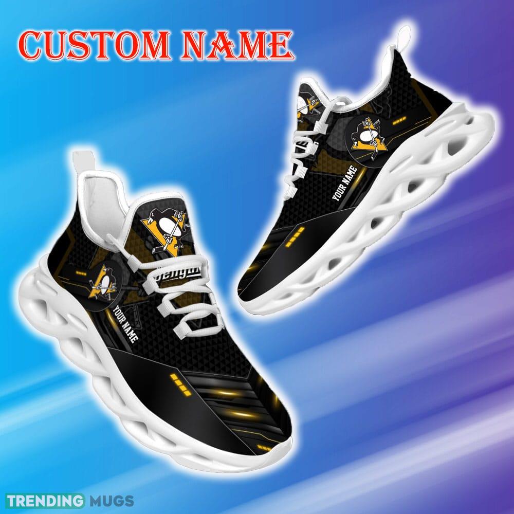 Custom Name Pittsburgh Penguins NHL Sport Black Max Soul Shoes Symbolic Gift Fans Running Sneakers New Shoes Max Soul Custom Name Pittsburgh Penguins NHL Sport Black Max Soul Shoes Symbolic Gift Fans Running Sneakers New Shoes Max Soul