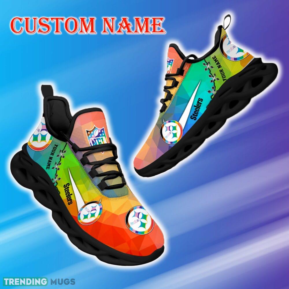 Custom Name Pittsburgh Steelers NFL Max Soul Shoes Recognizable Gift Fans Running Sneakers New Shoes Max Soul Custom Name Pittsburgh Steelers NFL Max Soul Shoes Recognizable Gift Fans Running Sneakers New Shoes Max Soul