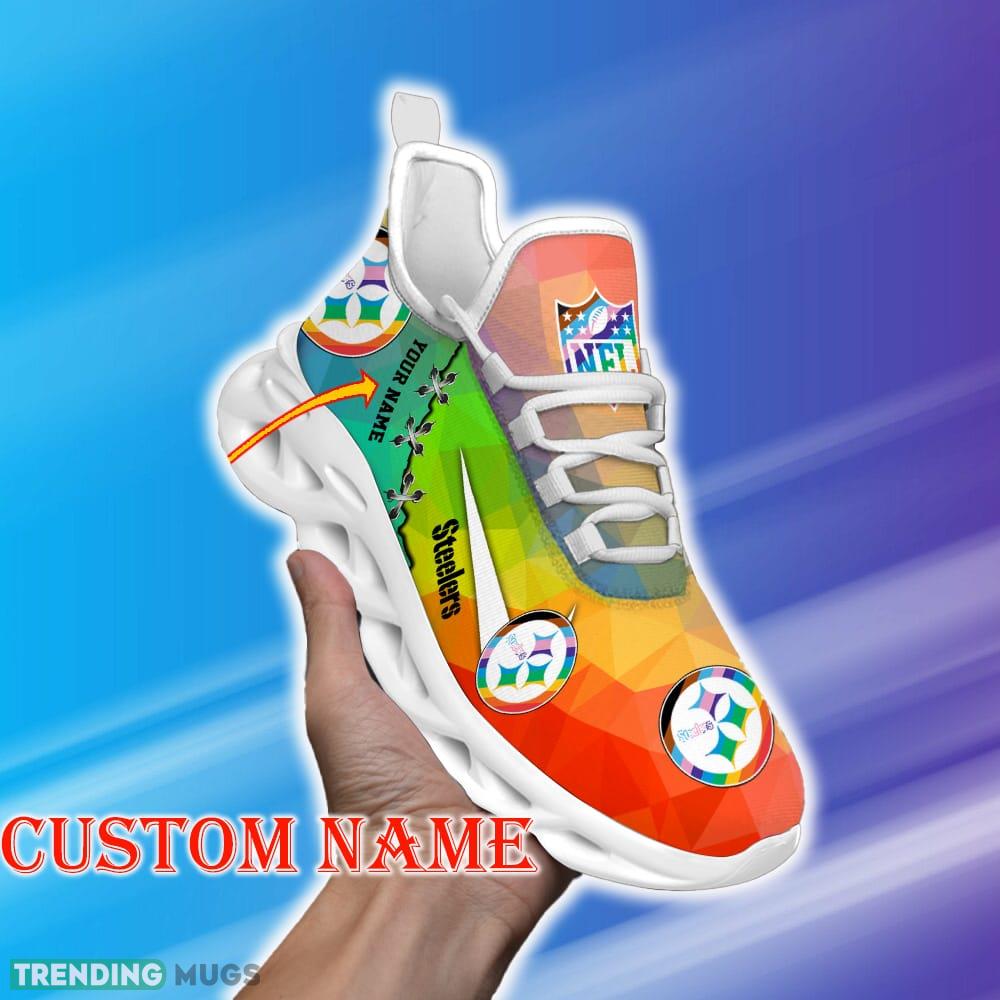 Custom Name Pittsburgh Steelers NFL Max Soul Shoes Recognizable Gift Fans Running Sneakers New Shoes - Pittsburgh Steelers Personalized Pride Month Luxury NFL Max Soul Shoes v1_1 Custom Name Pittsburgh Steelers NFL Max Soul Shoes Recognizable Gift Fans Running Sneakers New Shoes - Pittsburgh Steelers Personalized Pride Month Luxury NFL Max Soul Shoes v1_1