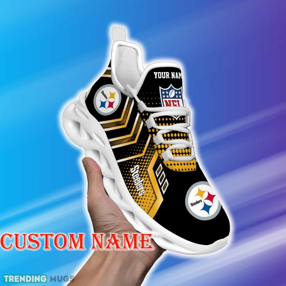 Custom Name Pittsburgh Steelers NFL Metal Style Design Max Soul Shoes Insignia Gift Fans Running Sneakers New Shoes - Pittsburgh Steelers Personalized NFL Metal Style Design Max Soul Shoes_1 Custom Name Pittsburgh Steelers NFL Metal Style Design Max Soul Shoes Insignia Gift Fans Running Sneakers New Shoes - Pittsburgh Steelers Personalized NFL Metal Style Design Max Soul Shoes_1