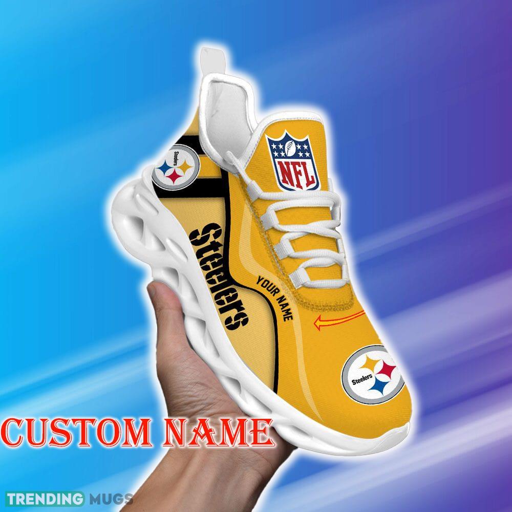 Custom Name Pittsburgh Steelers NFL Unique Max Soul Shoes Iconography Gift Fans Running Sneakers New Shoes Max Soul Custom Name Pittsburgh Steelers NFL Unique Max Soul Shoes Iconography Gift Fans Running Sneakers New Shoes Max Soul