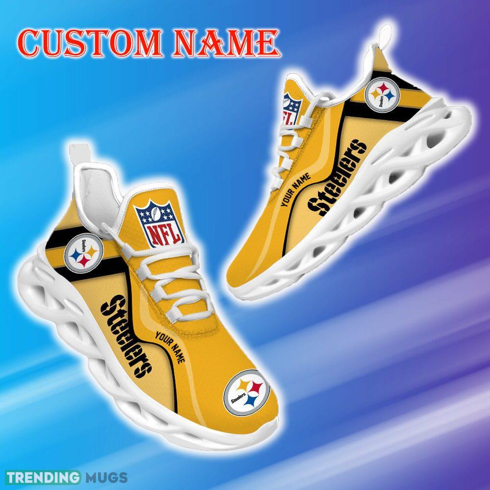 Custom Name Pittsburgh Steelers NFL Unique Max Soul Shoes Iconography Gift Fans Running Sneakers New Shoes Max Soul Custom Name Pittsburgh Steelers NFL Unique Max Soul Shoes Iconography Gift Fans Running Sneakers New Shoes Max Soul