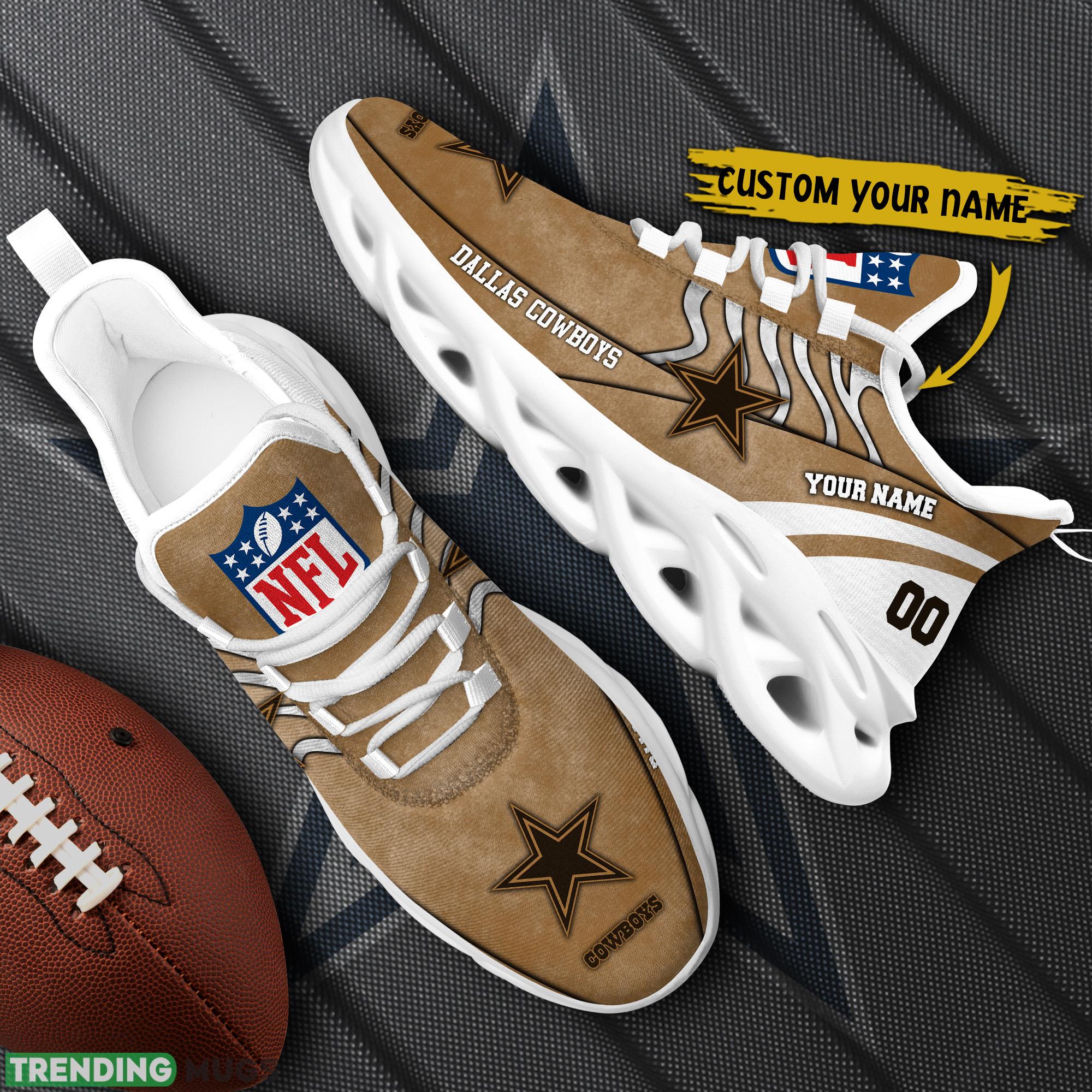 Dallas Cowboys NFL Brown Veterans Max Soul Shoes Custom Number And Name Sneakers Max Soul Dallas Cowboys NFL Brown Veterans Max Soul Shoes Custom Number And Name Sneakers Max Soul