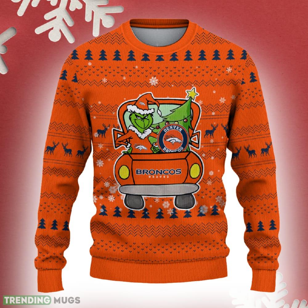 Denver Broncos Christmas Sweater Grinch Driving Funny Gift Fans - Denver Broncos Christmas Sweater Grinch Driving Photo 2 Denver Broncos Christmas Sweater Grinch Driving Funny Gift Fans - Denver Broncos Christmas Sweater Grinch Driving Photo 2