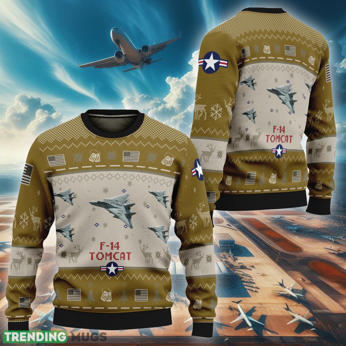 F-14 Tomcat Aircraft F14 Ugly Christmas 3D Sweater Style Brown Air Force - F-14 Tomcat Aircraft F14 Ugly Christmas 3D Sweater Style Brown Air Force F-14 Tomcat Aircraft F14 Ugly Christmas 3D Sweater Style Brown Air Force - F-14 Tomcat Aircraft F14 Ugly Christmas 3D Sweater Style Brown Air Force