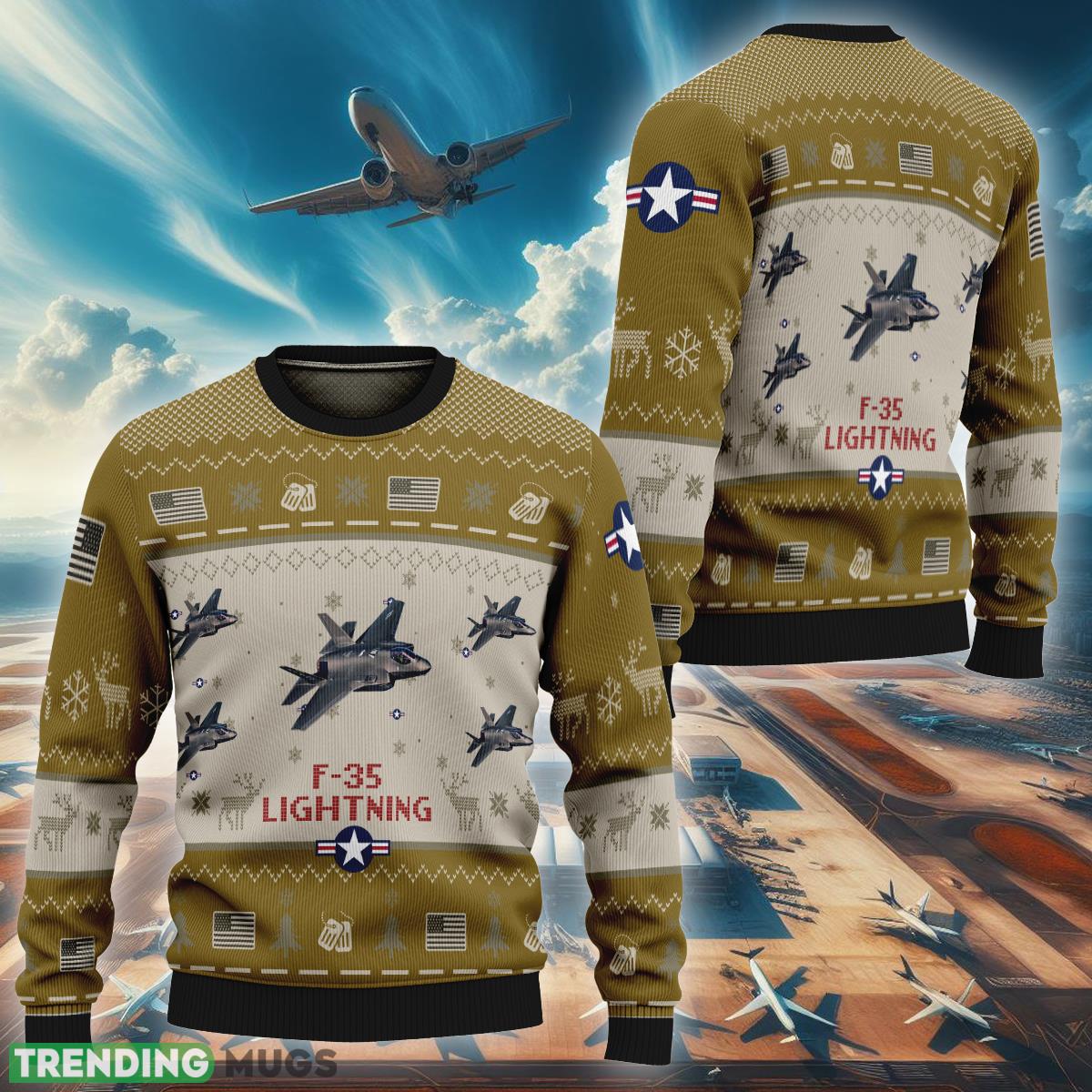 F-35 Lightning Aircraft F35 Ugly Christmas Sweater Design Brown Air Force - F-35 Lightning Aircraft F35 Ugly Christmas Sweater Design Brown Air Force F-35 Lightning Aircraft F35 Ugly Christmas Sweater Design Brown Air Force - F-35 Lightning Aircraft F35 Ugly Christmas Sweater Design Brown Air Force