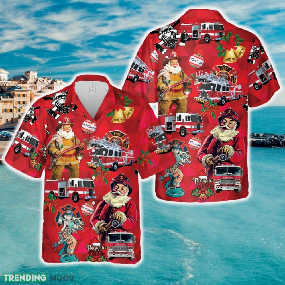 Firefighter Fire Truck Christmas Hawaiian Shirt - Firefighter Fire Truck Christmas Hawaiian Shirt