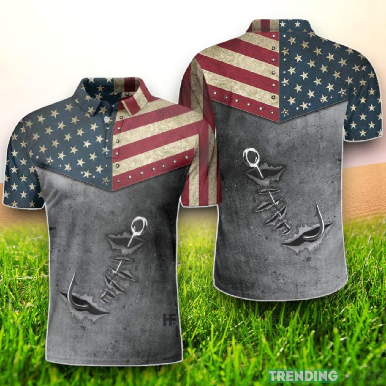 Fishing Hook American Flag Polo Shirt Product Photo 1 Fishing Hook American Flag Polo Shirt Product Photo 1