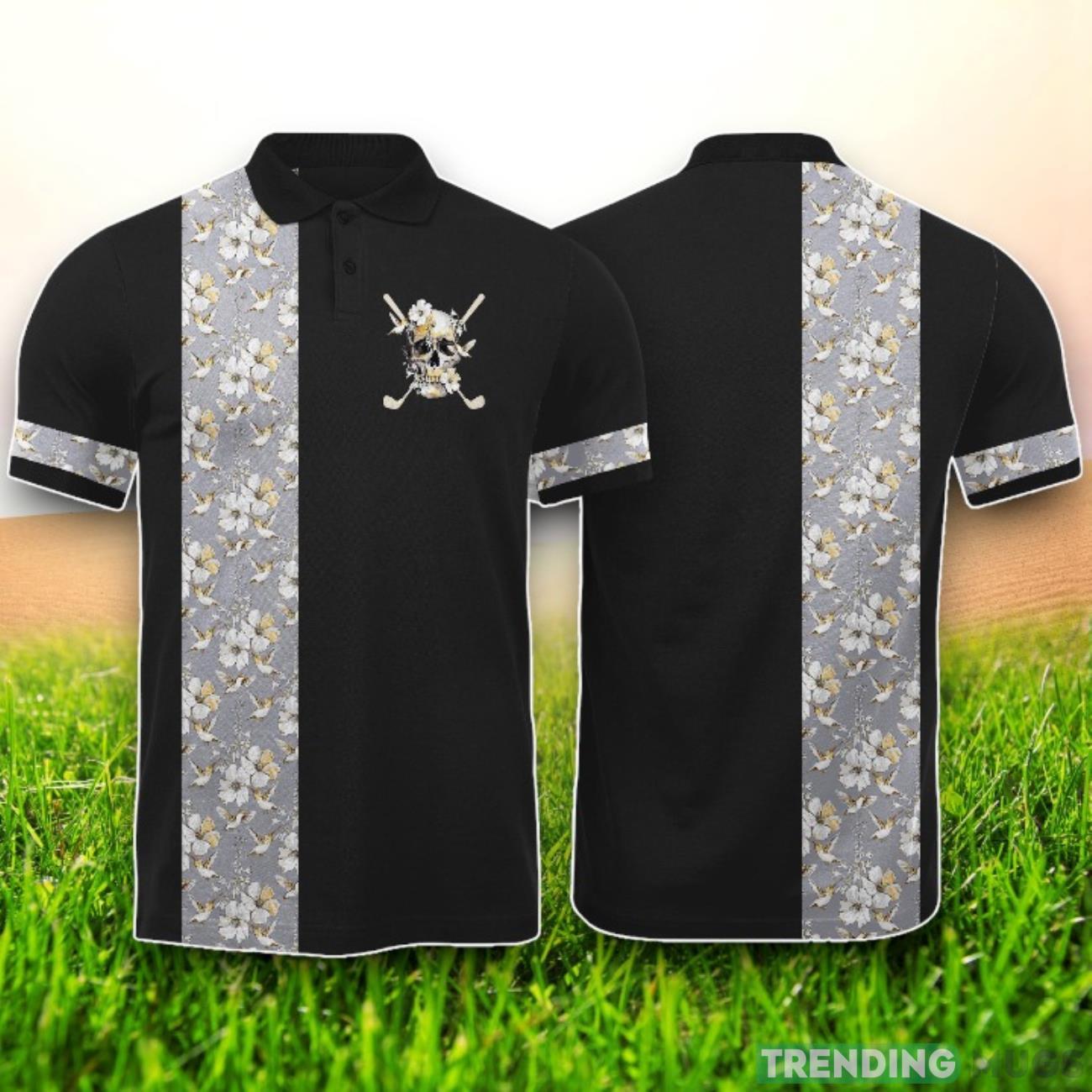 Flowers And Hummingbirds Flowers Skull And Golf Sticks Luxury Golden Skull Golf Polo Shirt Product Photo 1 Flowers And Hummingbirds Flowers Skull And Golf Sticks Luxury Golden Skull Golf Polo Shirt Product Photo 1