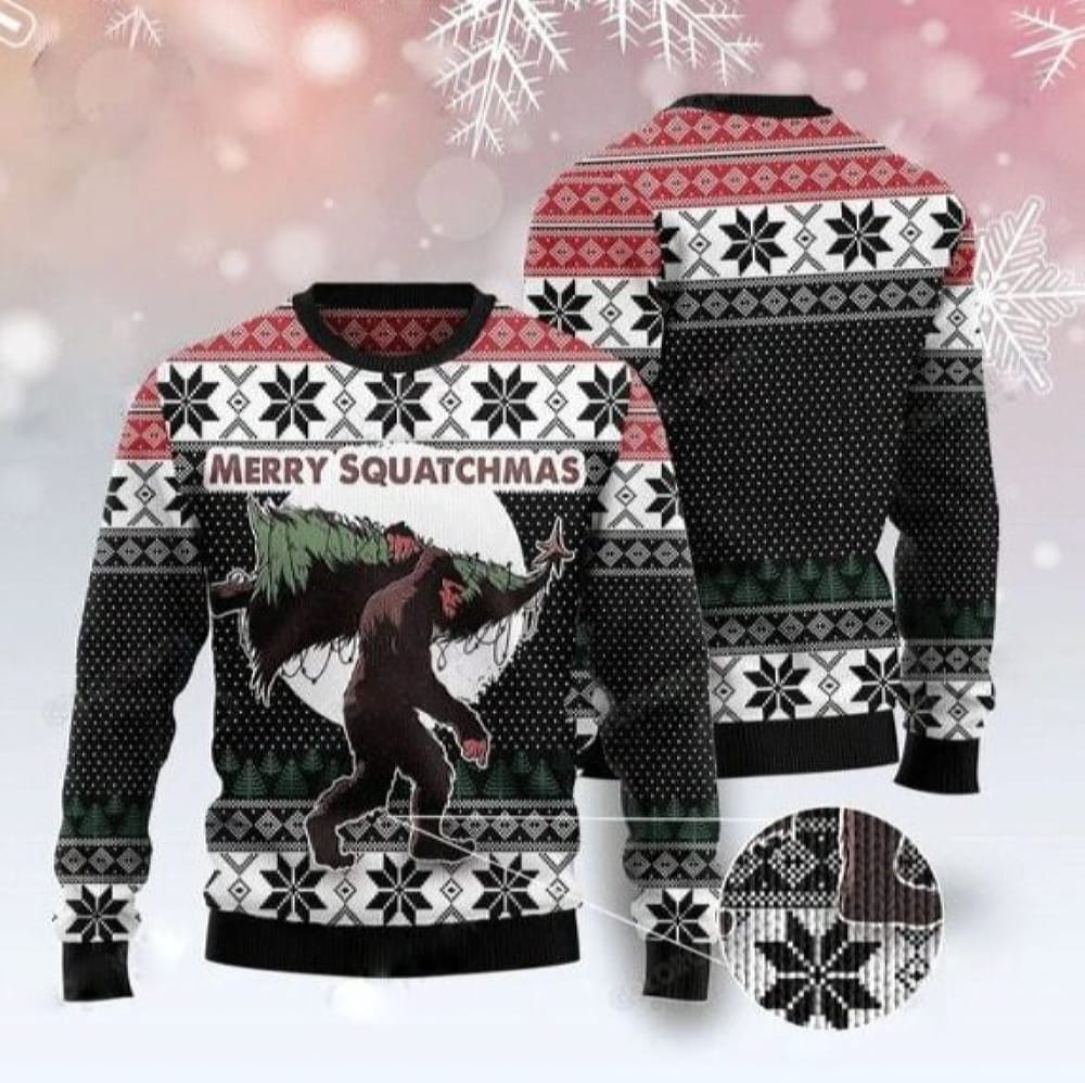 Funny Bigfoot Merry Squatchmas Ugly Christmas Sweater Ugly Christmas Pattern Christmas Sweatshirt Christmas Gift Christmas Sweater - 021223-114722