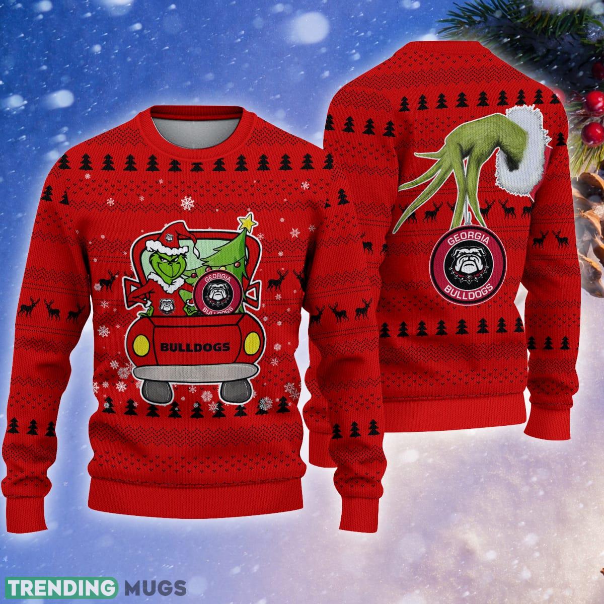 Georgia Bulldogs And Grinch Driving With Pine Trees Ugly Christmas 3D Sweater Gift For Fans - Georgia Bulldogs And Grinch Driving With Pine Trees Ugly Christmas 3D Sweater Gift For Fans Georgia Bulldogs And Grinch Driving With Pine Trees Ugly Christmas 3D Sweater Gift For Fans - Georgia Bulldogs And Grinch Driving With Pine Trees Ugly Christmas 3D Sweater Gift For Fans