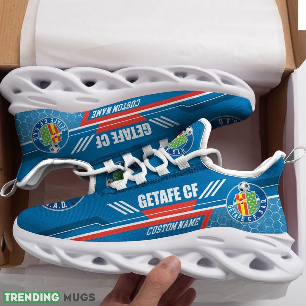 Getafe CF Logo Pattern Custom Name 3D Max Soul Sneaker Shoes In Blue Max Soul Getafe CF Logo Pattern Custom Name 3D Max Soul Sneaker Shoes In Blue Max Soul