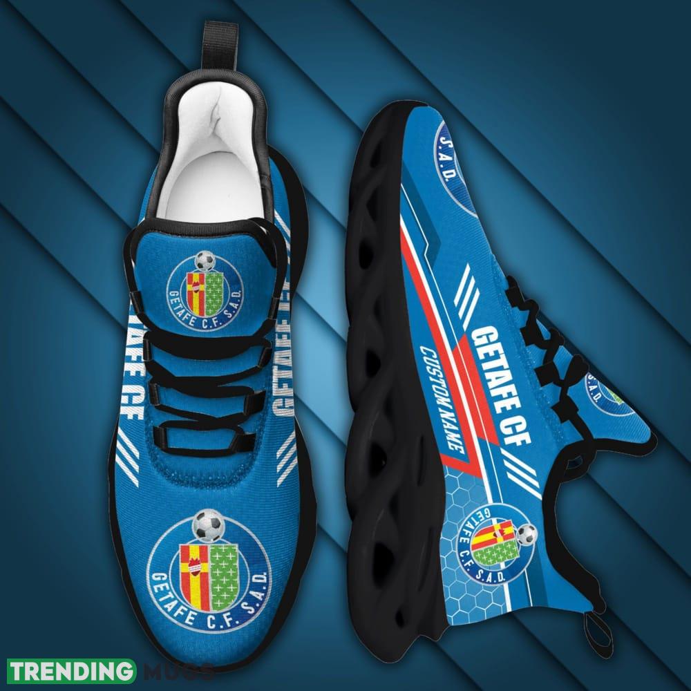 Getafe CF Logo Pattern Custom Name 3D Max Soul Sneaker Shoes In Blue Max Soul Getafe CF Logo Pattern Custom Name 3D Max Soul Sneaker Shoes In Blue Max Soul