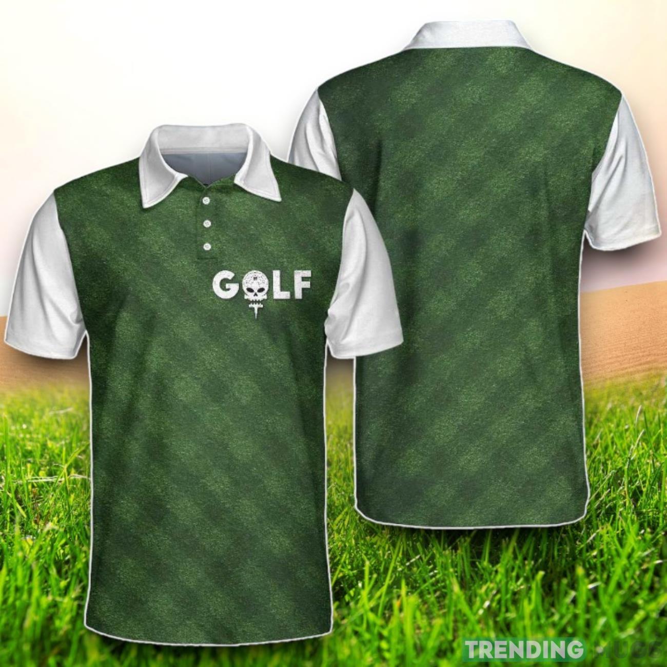 Golf Green Background Skull Golf Ball And Tee Polo Shirt Product Photo 1 Golf Green Background Skull Golf Ball And Tee Polo Shirt Product Photo 1