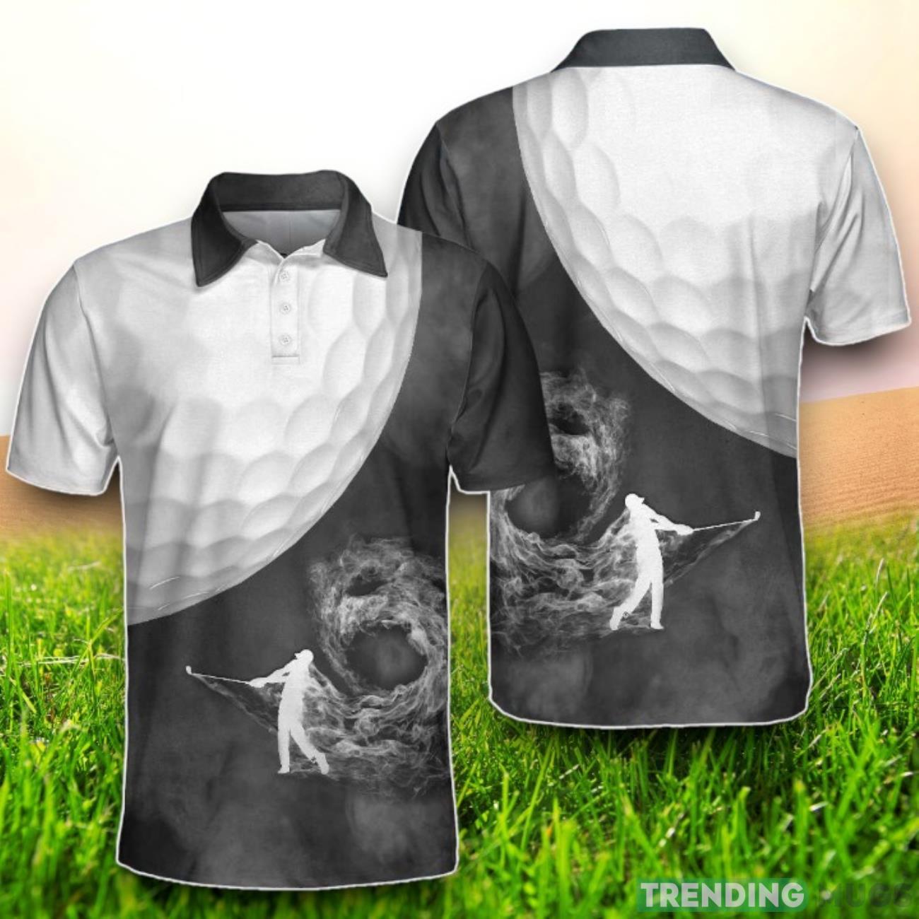 Golfer Ball With Smoke Golfer Swing Polo Shirt Product Photo 1 Golfer Ball With Smoke Golfer Swing Polo Shirt Product Photo 1