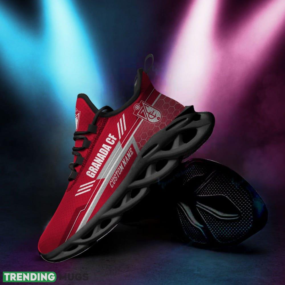 Granada CF Logo Pattern Custom Name 3D Max Soul Sneaker Shoes In Red Max Soul Granada CF Logo Pattern Custom Name 3D Max Soul Sneaker Shoes In Red Max Soul