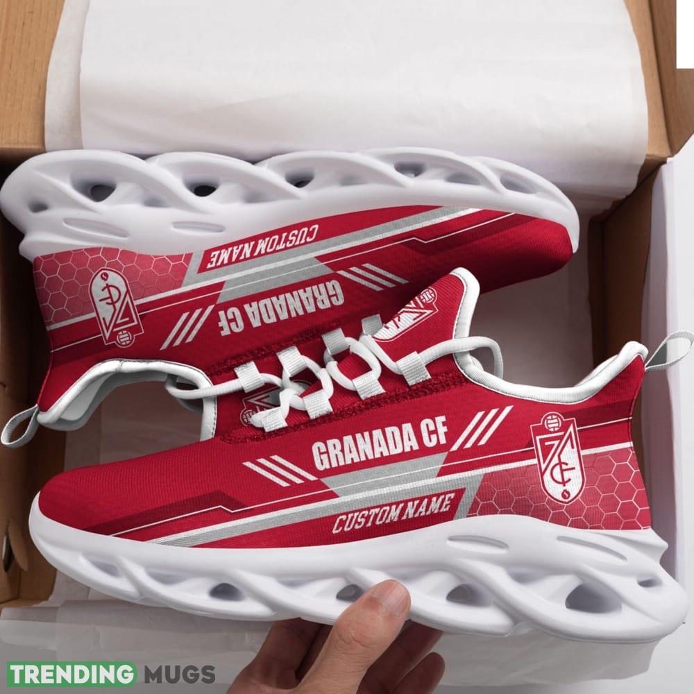 Granada CF Logo Pattern Custom Name 3D Max Soul Sneaker Shoes In Red Max Soul Granada CF Logo Pattern Custom Name 3D Max Soul Sneaker Shoes In Red Max Soul
